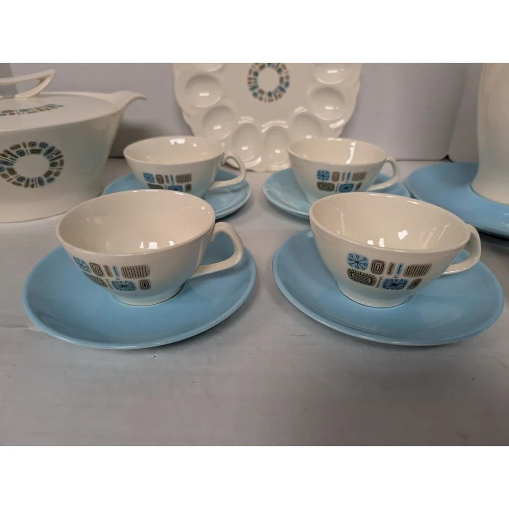 Vintage Atomic Age Mid Century Temporama Canonsburg Pottery Set 49 Pieces